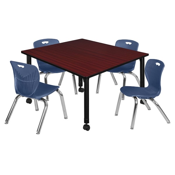 Regency Tables > Height Adjustable > Square Mobile Table & Chair Sets, 48 W, 48 L, 23-34 H, Mahogany TB4848MHAPCBK45NV - main